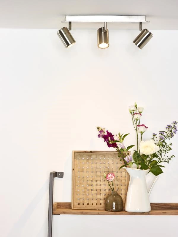 Lucide LENNERT - Plafondspot - LED Dimb. - GU10 - 3x5W 3000K - Mat chroom - sfeer 1